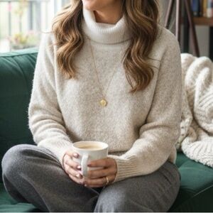 Tahari Cream Cowl Neck Sweater